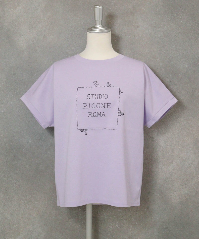 コットン100％UV冷感刺繍プルオーバー(ライトパープル)前