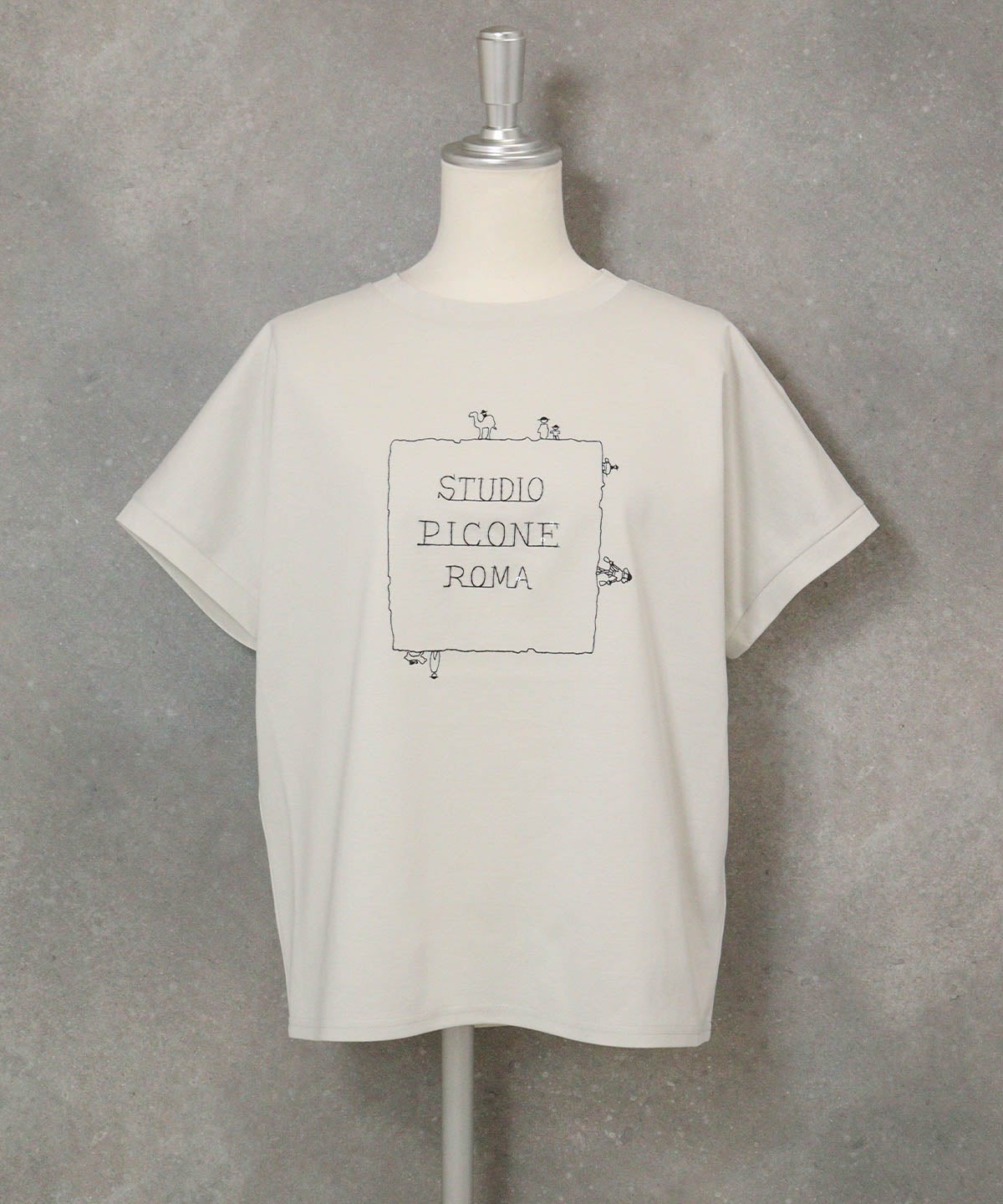 コットン100％UV冷感刺繍プルオーバー(ライトグレー)前