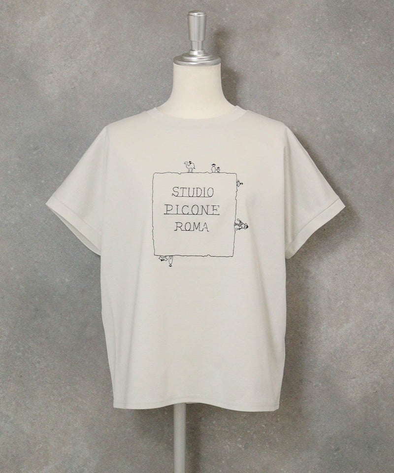 コットン100％UV冷感刺繍プルオーバー(ライトグレー)前