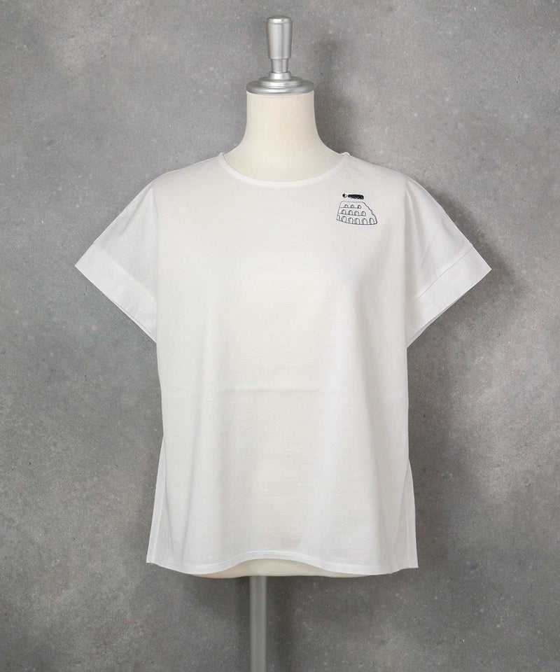 コットン100％刺繍冷感プルオーバー（ホワイト）前