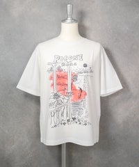 コットン100％冷感プリントプルオーバー（ホワイト×オレンジ）前