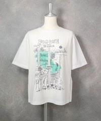 コットン100％冷感プリントプルオーバー（ホワイト×グリーン）前