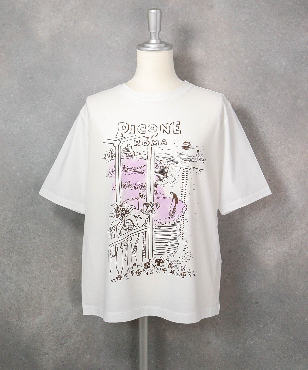 コットン100％冷感プリントプルオーバー（ホワイト×パープル）前