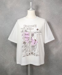 コットン100％冷感プリントプルオーバー（ホワイト×パープル）前