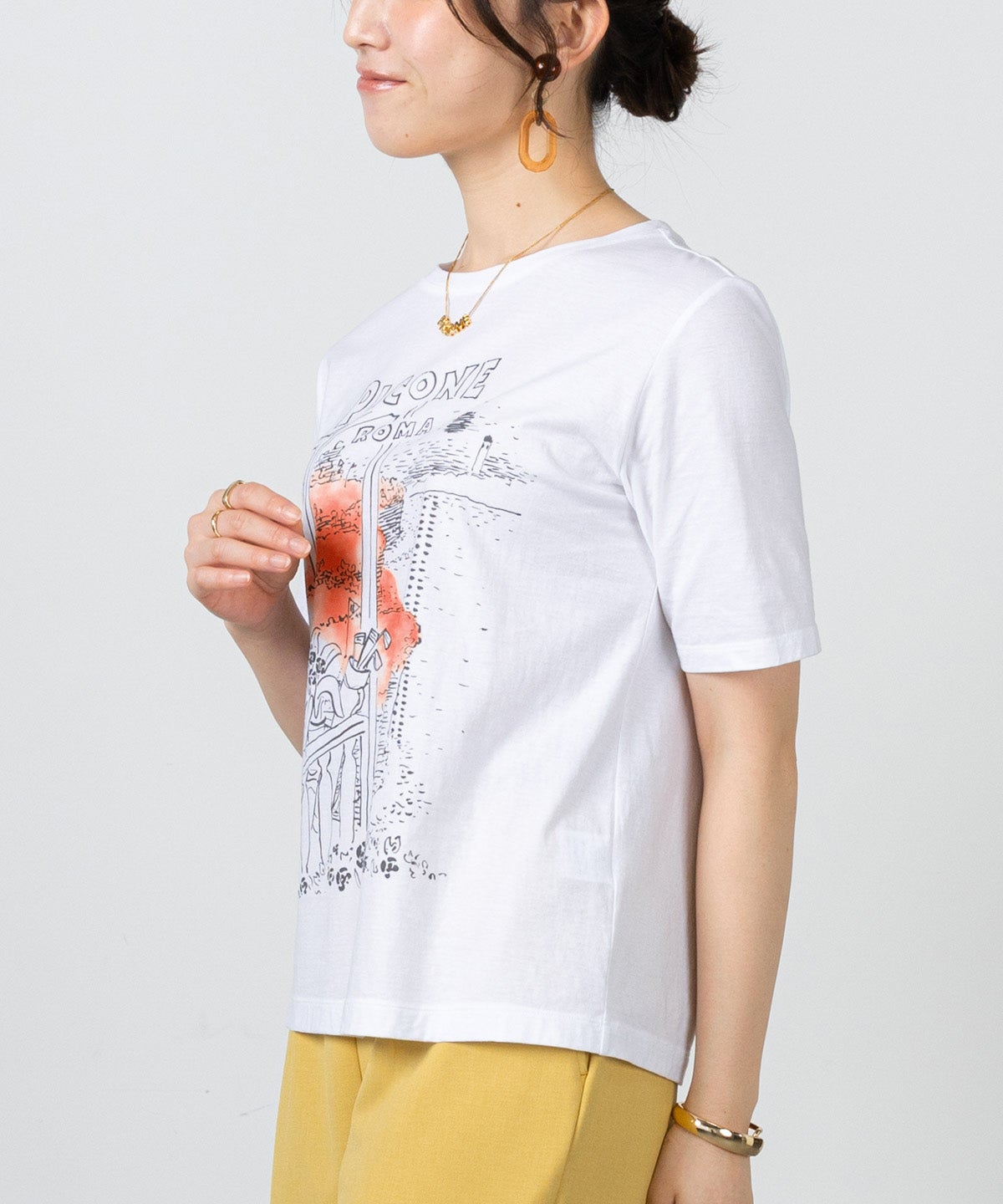 モデル着用画像（ホワイト×オレンジ）