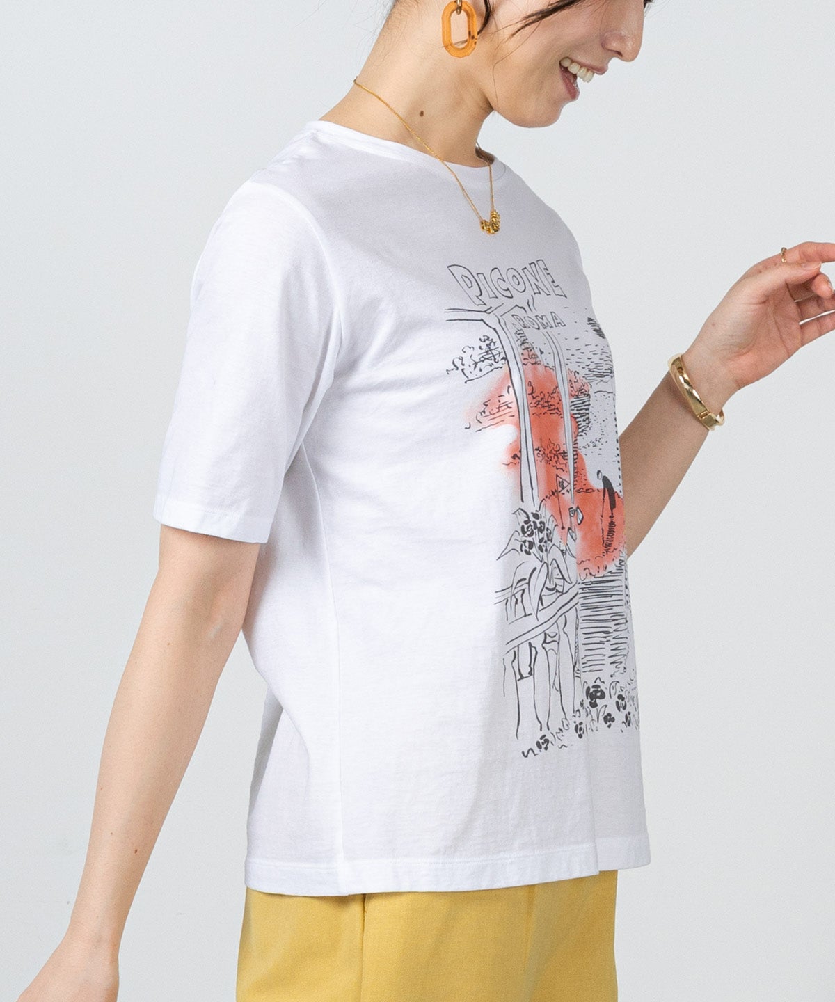 モデル着用画像（ホワイト×オレンジ）