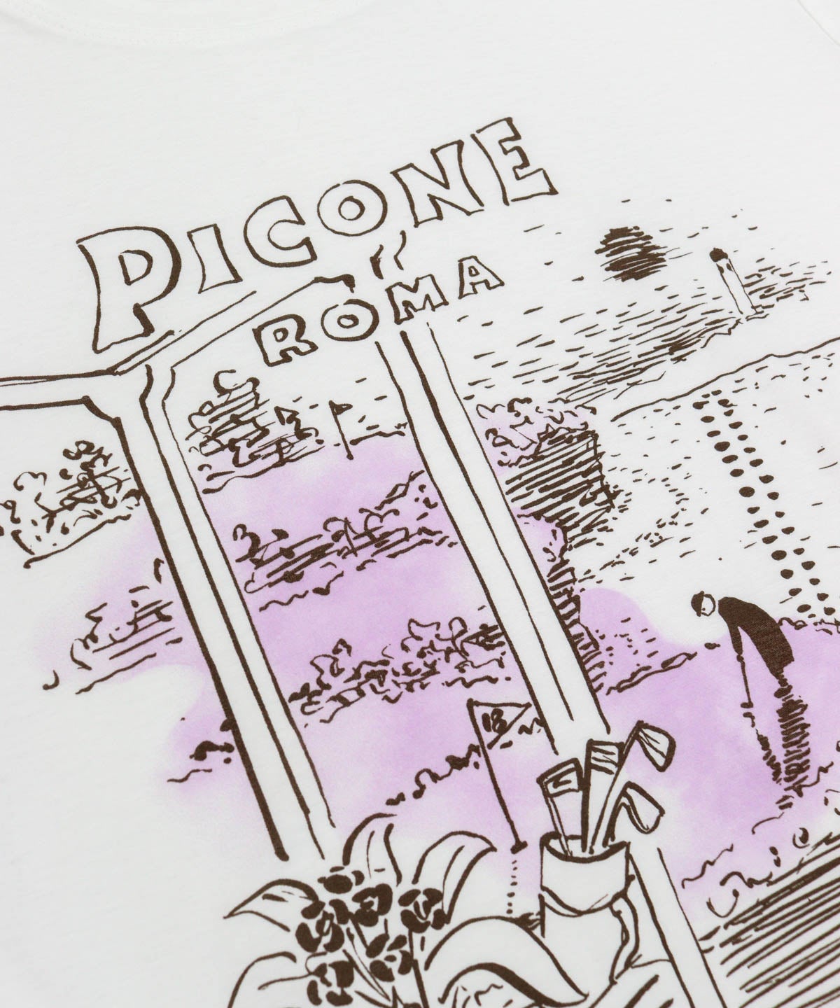 ゴルフを楽しむピコのイラストプリント（ホワイト×パープル）