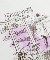 ゴルフを楽しむピコのイラストプリント（ホワイト×パープル）