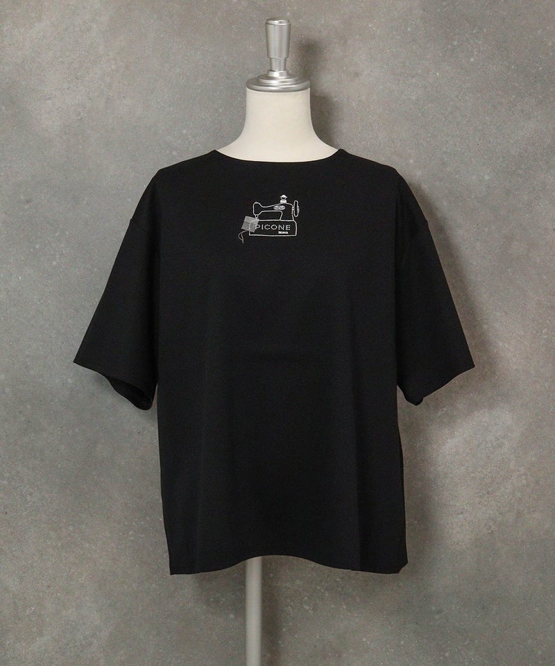 コットン100％ラメ刺繍プルオーバー(ブラック)前