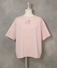 コットン100％ラメ刺繍プルオーバー(ピンク)前