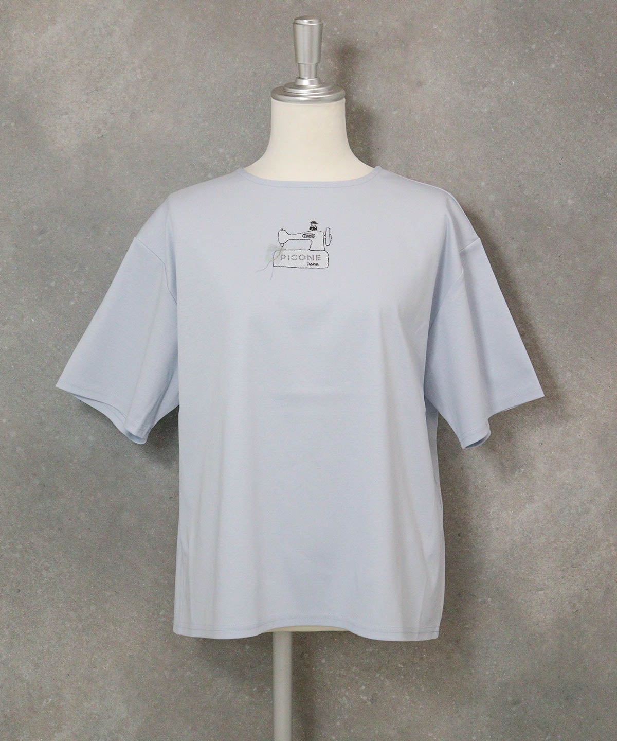 コットン100％ラメ刺繍プルオーバー(ライトブルー)前