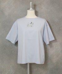 コットン100％ラメ刺繍プルオーバー(ライトブルー)前