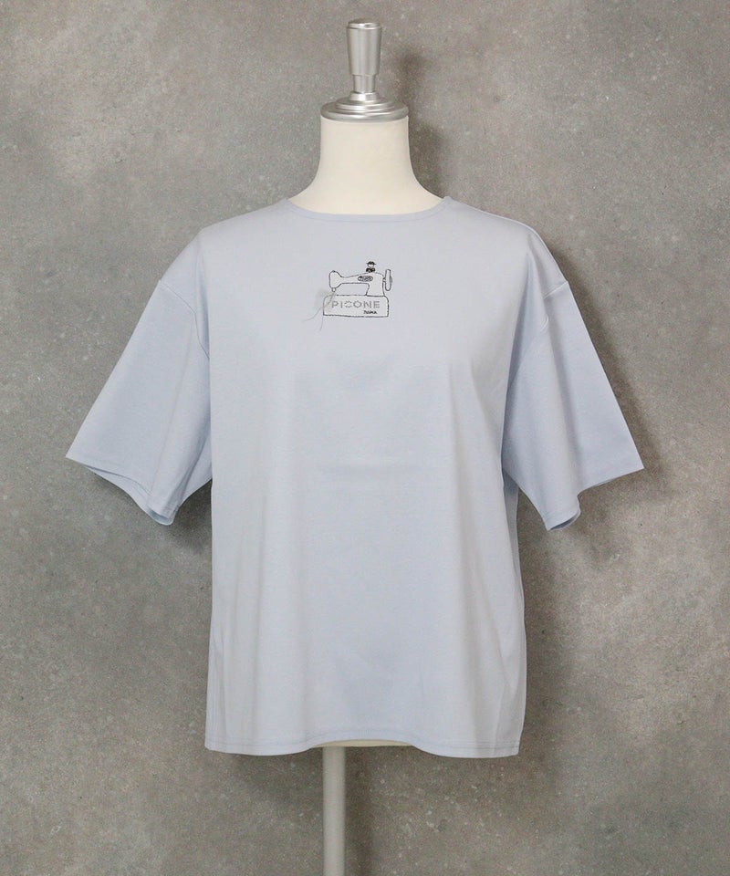 コットン100％ラメ刺繍プルオーバー(ライトブルー)前