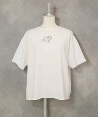 コットン100％ラメ刺繍プルオーバー(ホワイト)前