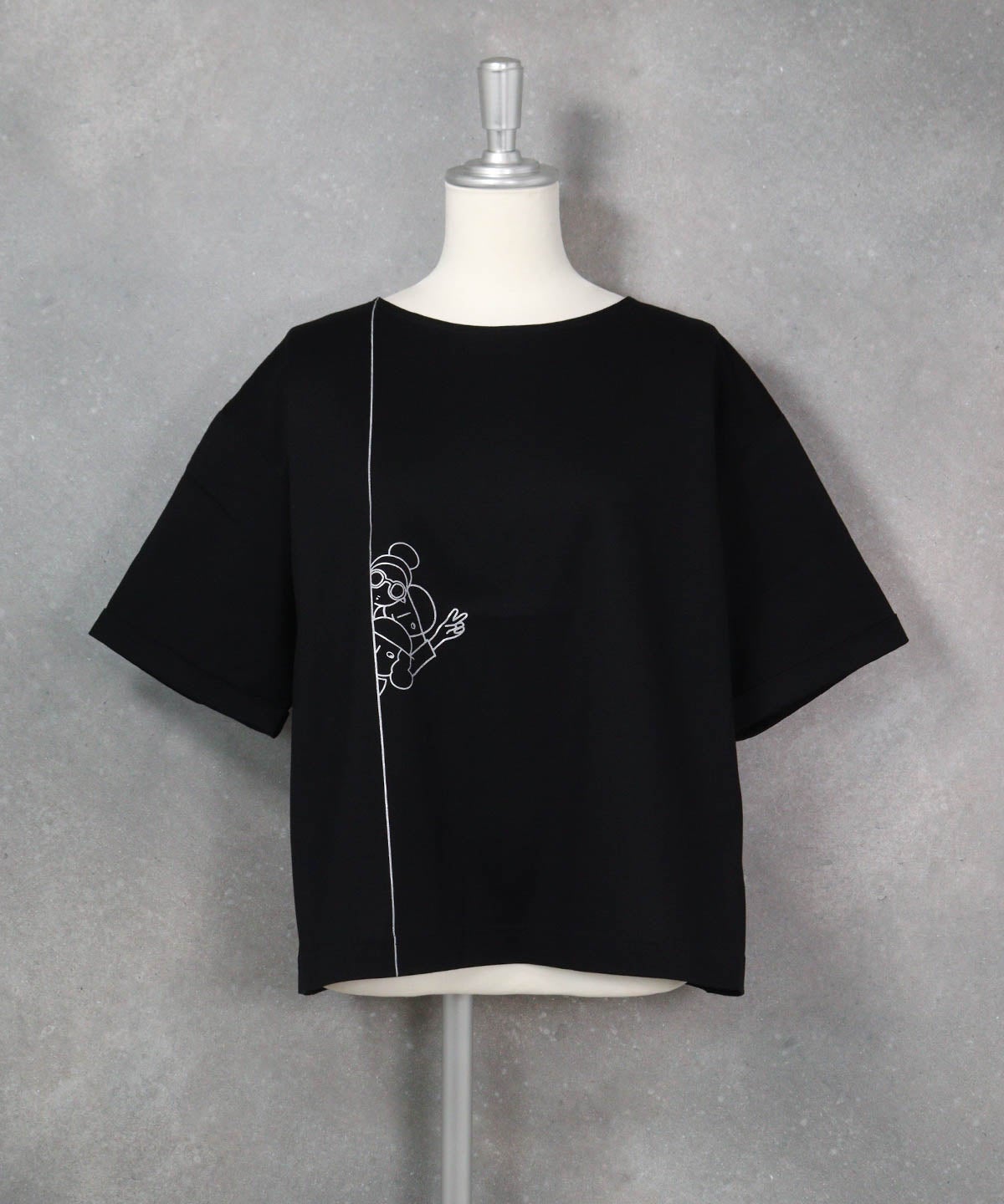 コットン100％プリント冷感プルオーバー（ブラック）前