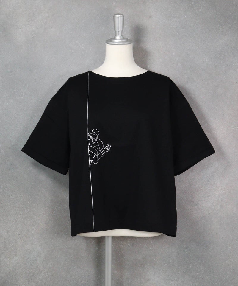 コットン100％プリント冷感プルオーバー（ブラック）前