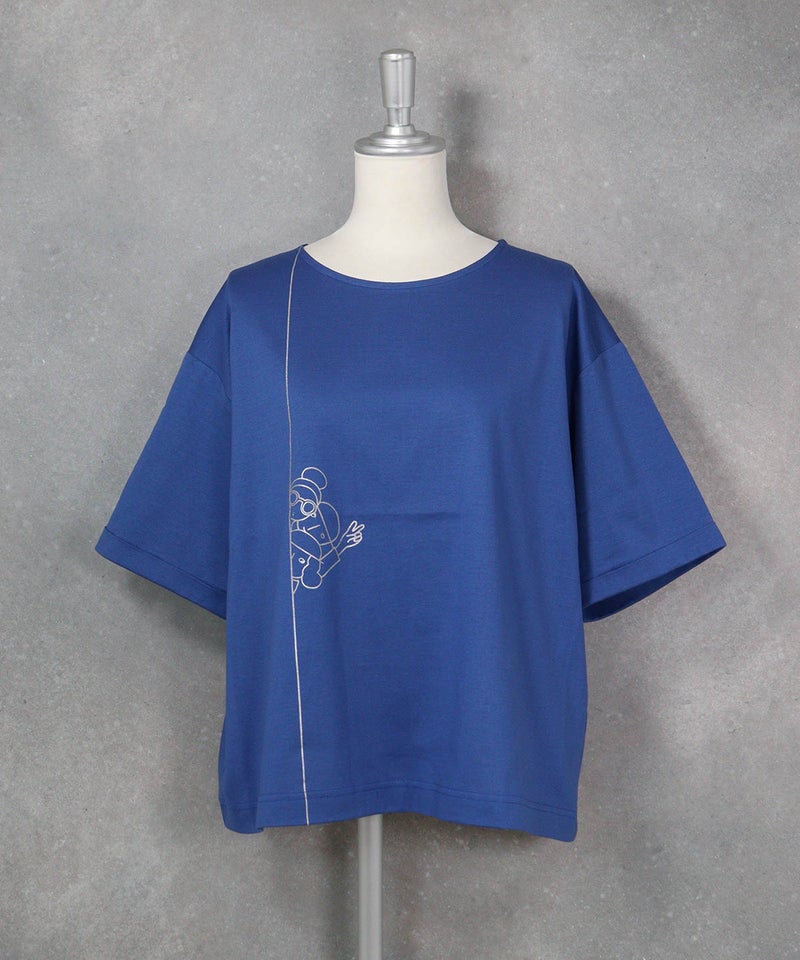 コットン100％プリント冷感プルオーバー（ブルー）前