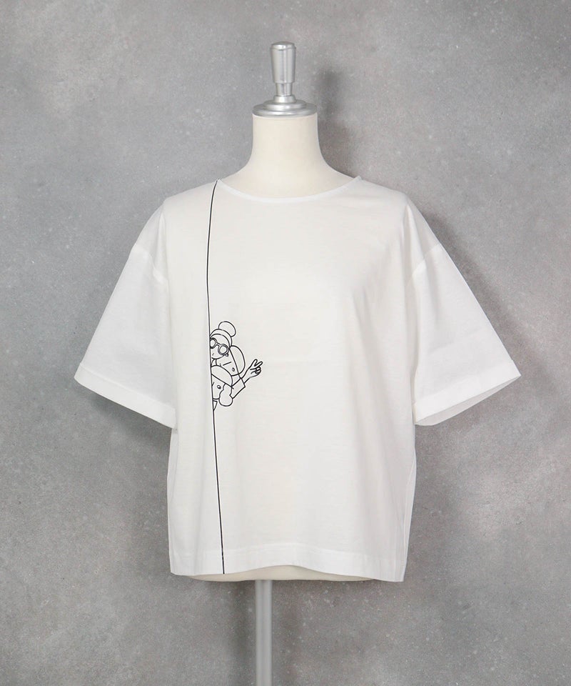 コットン100％プリント冷感プルオーバー（ホワイト）前