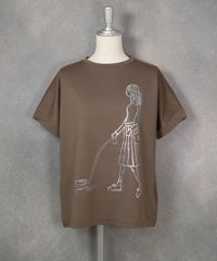 箔プリント冷感プルオーバー（ブラウン）前