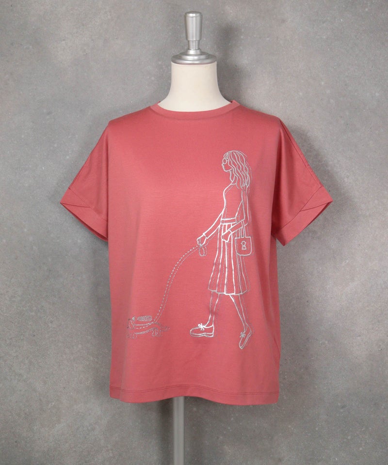 箔プリント冷感プルオーバー（ピンク）前