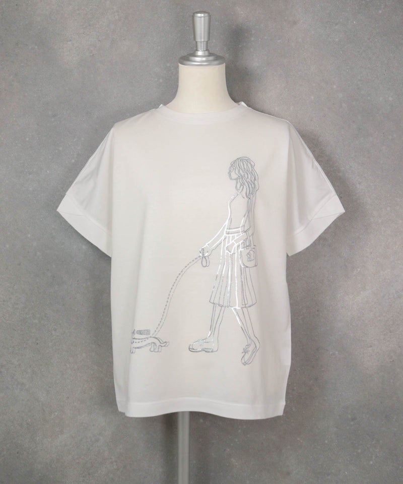 箔プリント冷感プルオーバー（ホワイト）前