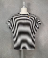 コットン100％ボーダー冷感プルオーバー（ブラック）前