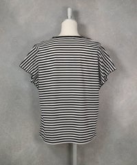 コットン100％ボーダー冷感プルオーバー（ブラック）後ろ