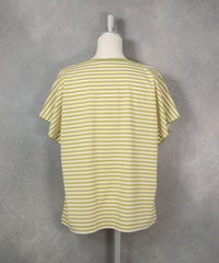 コットン100％ボーダー冷感プルオーバー（イエロー）後ろ