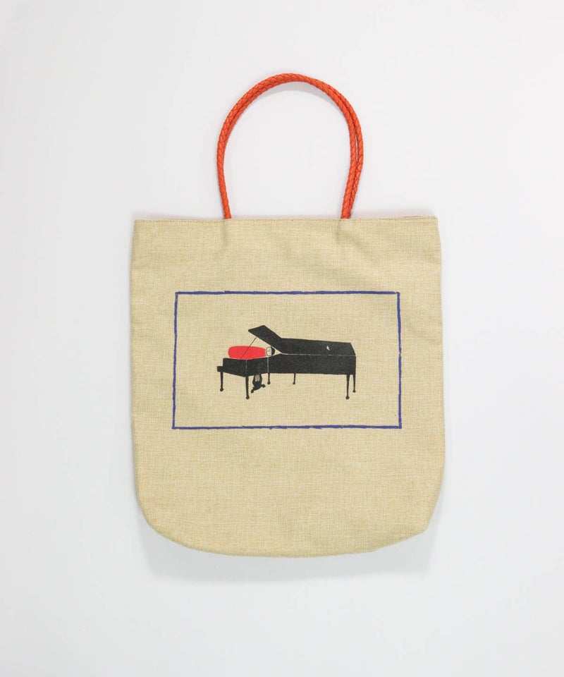 ペーパー風イラストトートバッグ(オレンジ)前