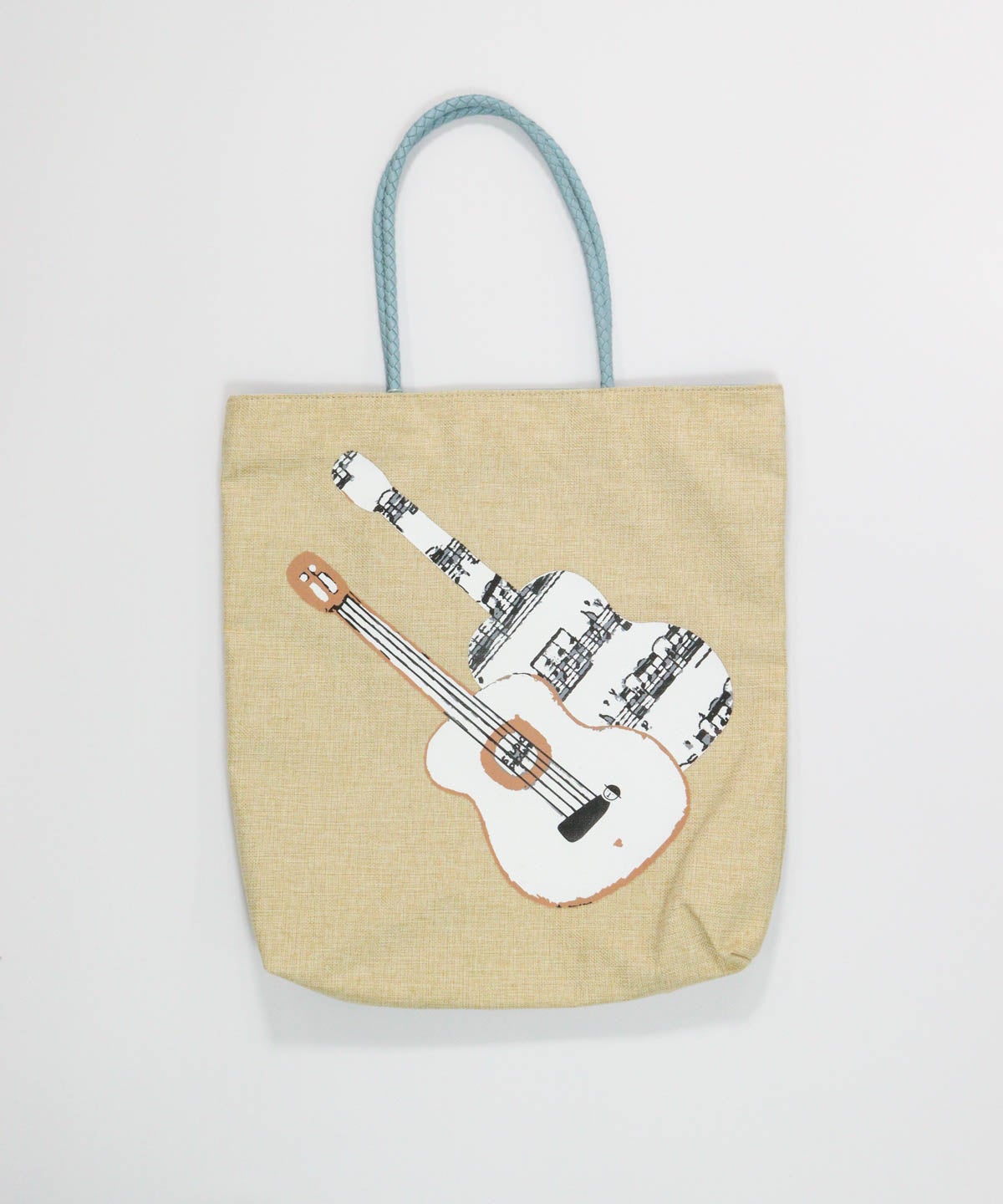 ペーパー風イラストトートバッグ(ブルー)前