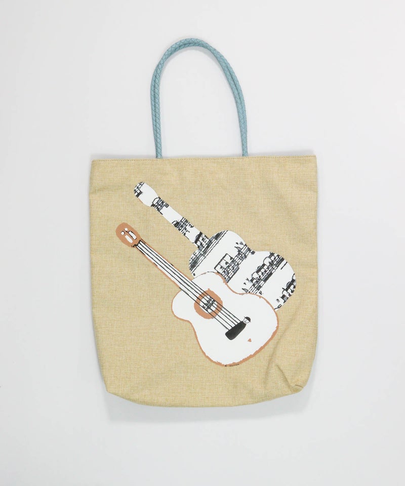 ペーパー風イラストトートバッグ(ブルー)前