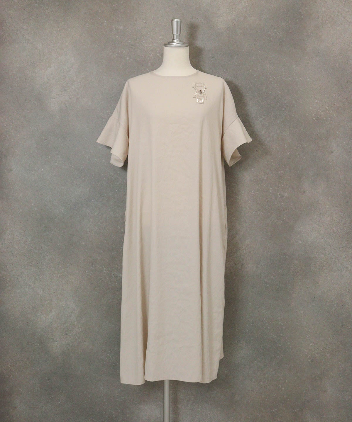 シャンブレーワンピース(ベージュ)前