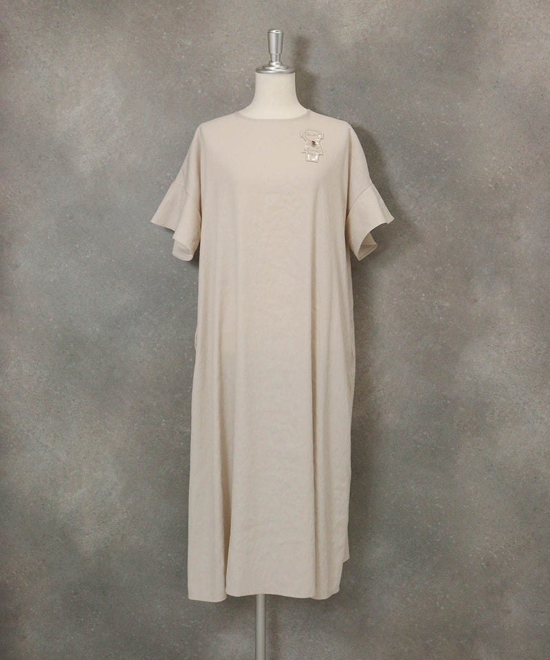 シャンブレーワンピース(ベージュ)前