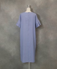 シャンブレーワンピース(ライトブルー)後ろ
