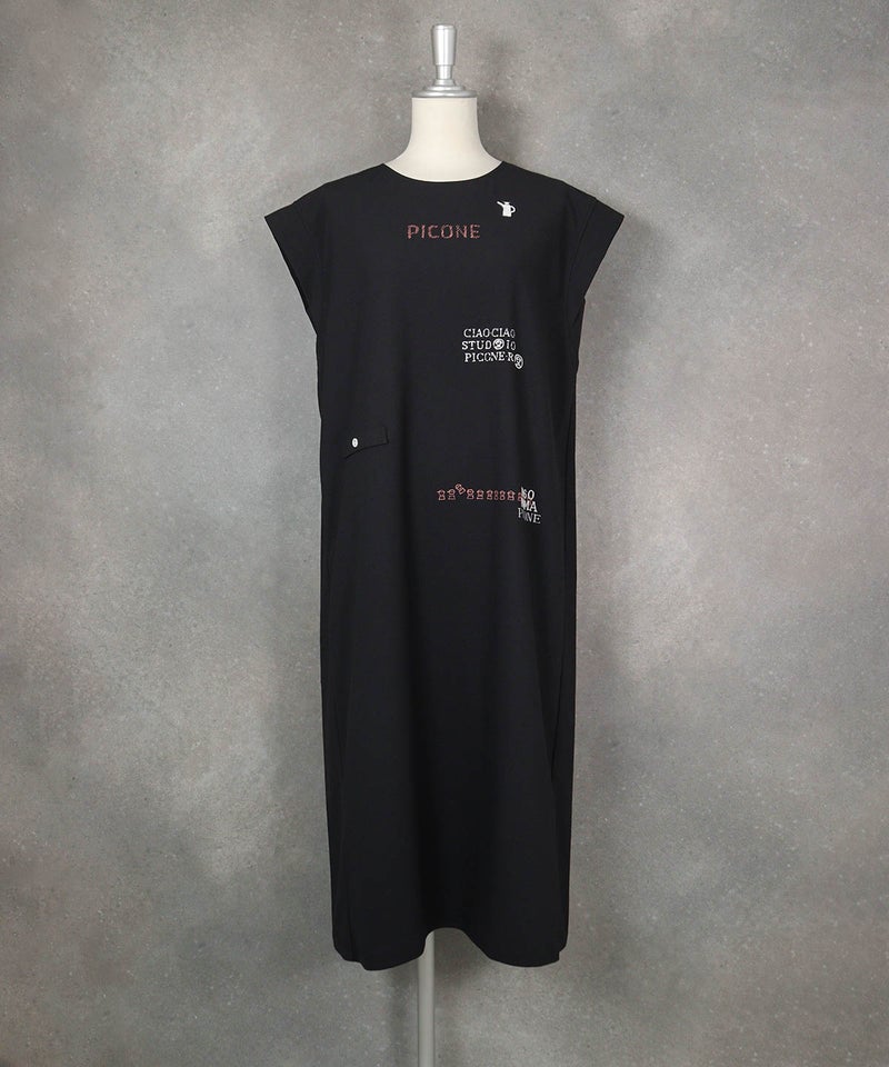 コットン混フレンチワンピース(ブラック)前