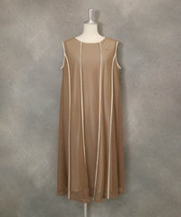 チェッカーレースノースリワンピース(ブラウン)前