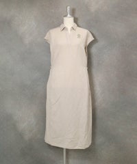 麻混スキッパー襟ワンピース(ベージュ)前