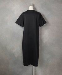 コットン100％ウエストリボン冷感ワンピース(ブラック)後ろ