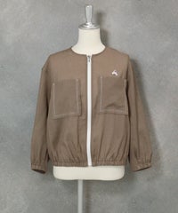 麻混冷感ジップブルゾン(キャメル)前