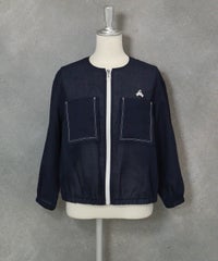 麻混冷感ジップブルゾン(ネイビー)前