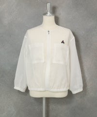 麻混冷感ジップブルゾン(ホワイト)前
