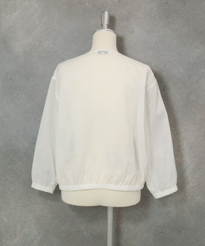 麻混冷感ジップブルゾン(ホワイト)後ろ