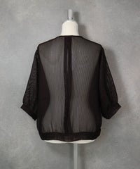 メッシュ6分袖ブルゾン(ブラウン)後ろ