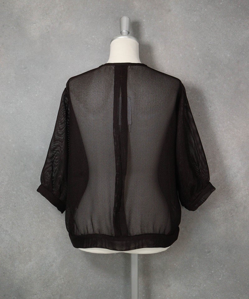 メッシュ6分袖ブルゾン(ブラウン)後ろ