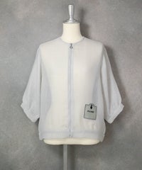 メッシュ6分袖ブルゾン(ライトグレー)前