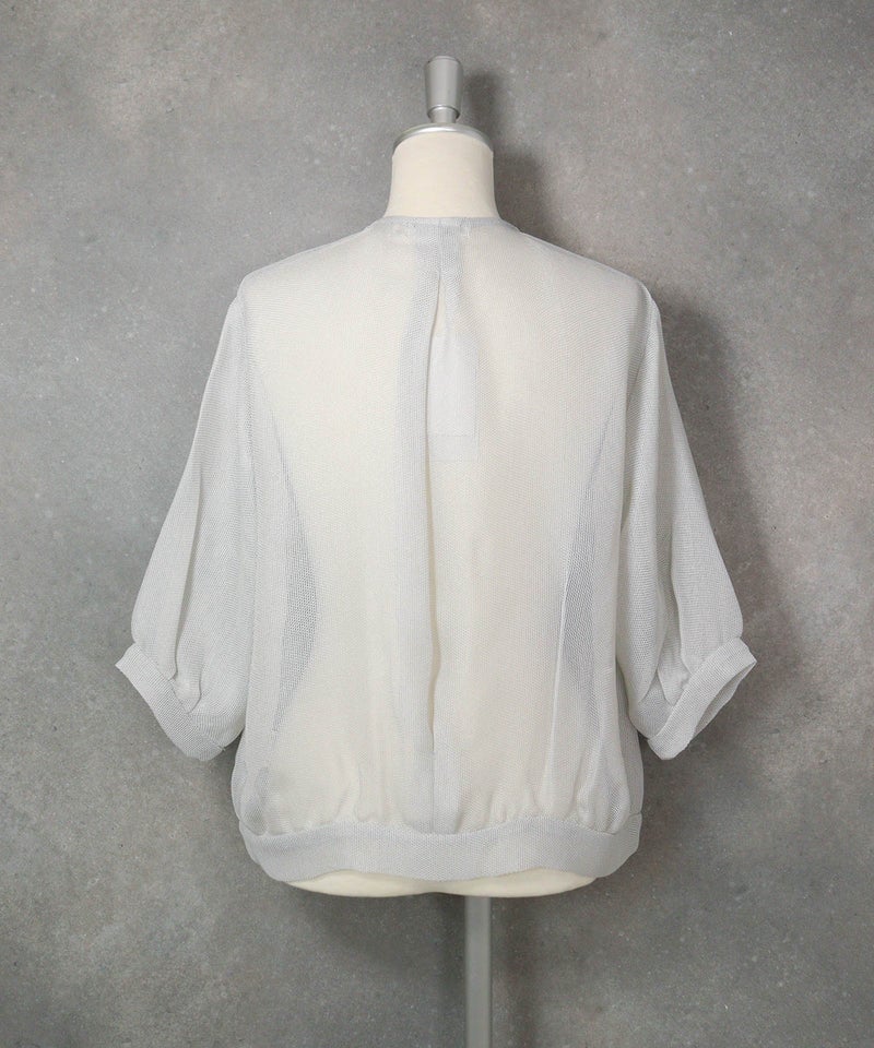 メッシュ6分袖ブルゾン(ライトグレー)後ろ