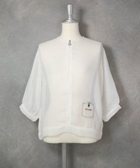 メッシュ6分袖ブルゾン(ホワイト)前