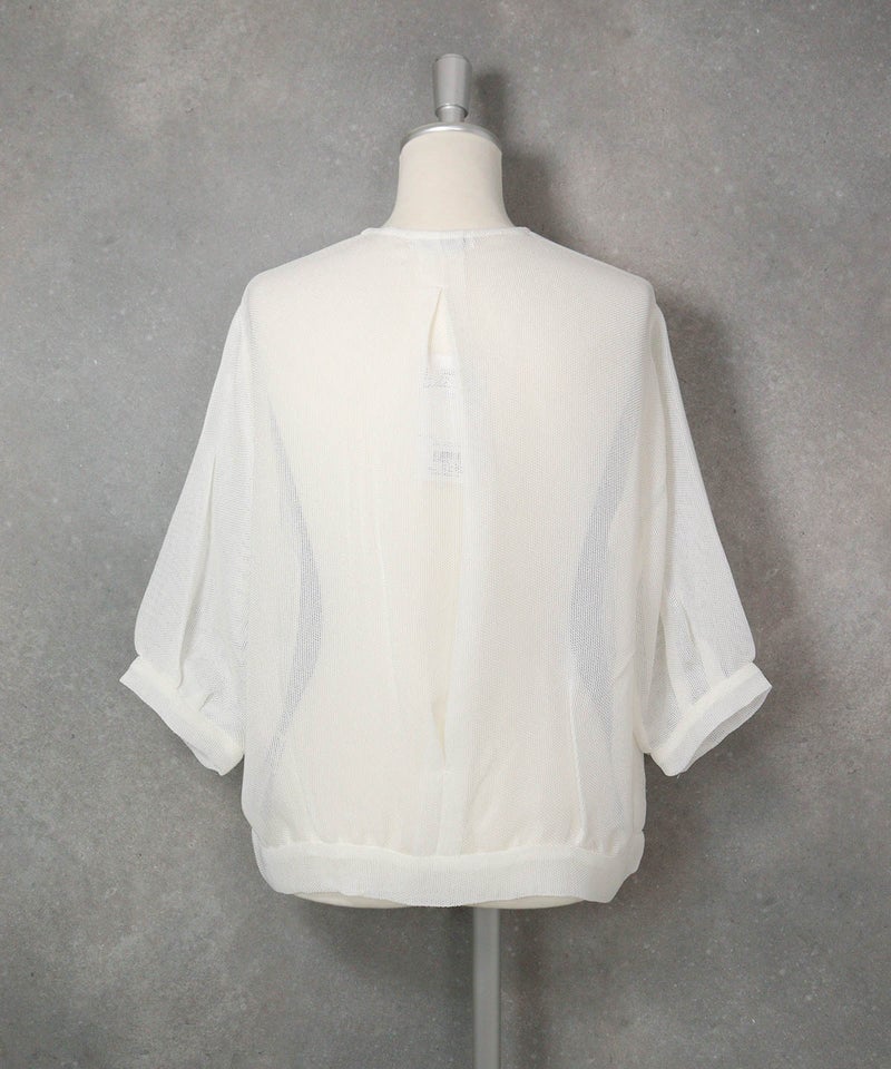 メッシュ6分袖ブルゾン(ホワイト)後ろ