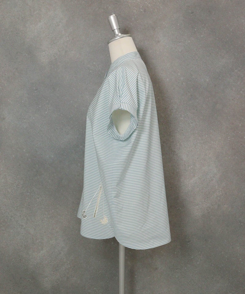 コットン100％カットワークブラウス(ライトグリーン)横