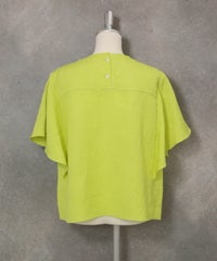 ラッフルスリーブ麻混ブラウス(ライトグリーン)後ろ